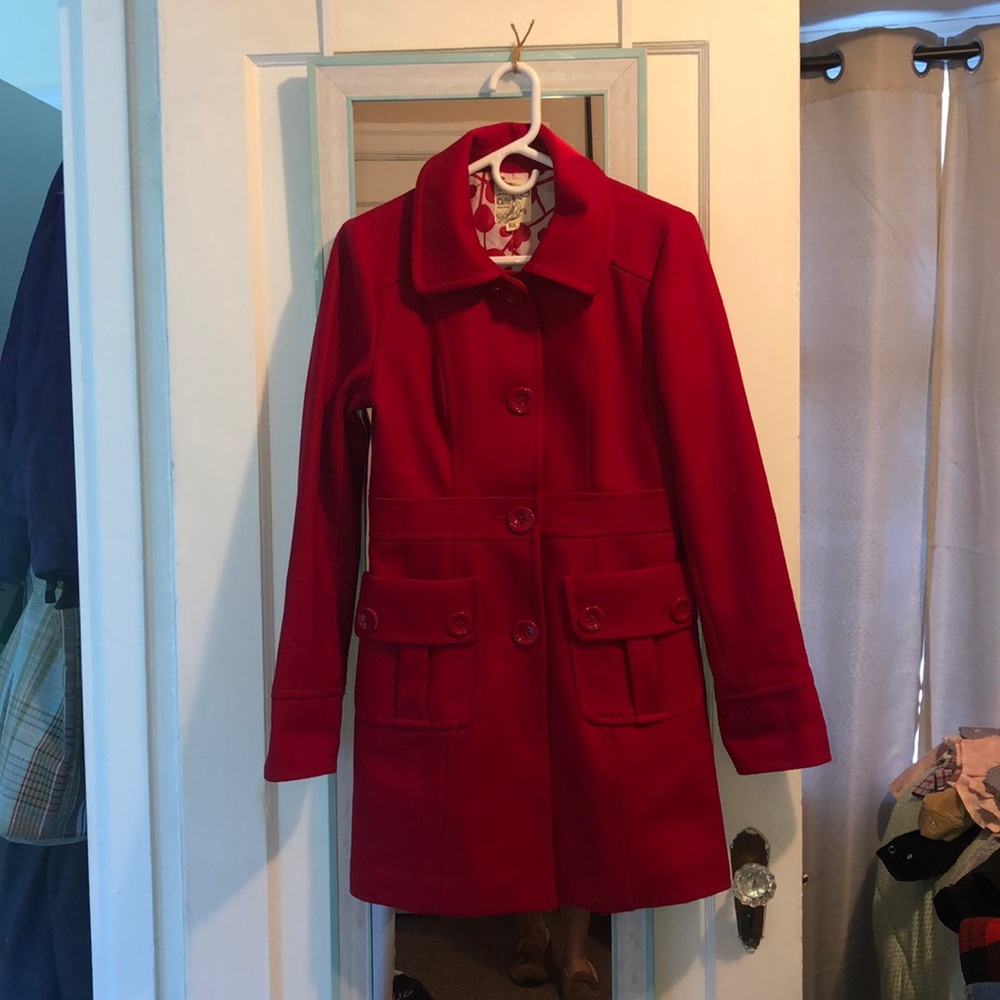 Long Red Peacoat